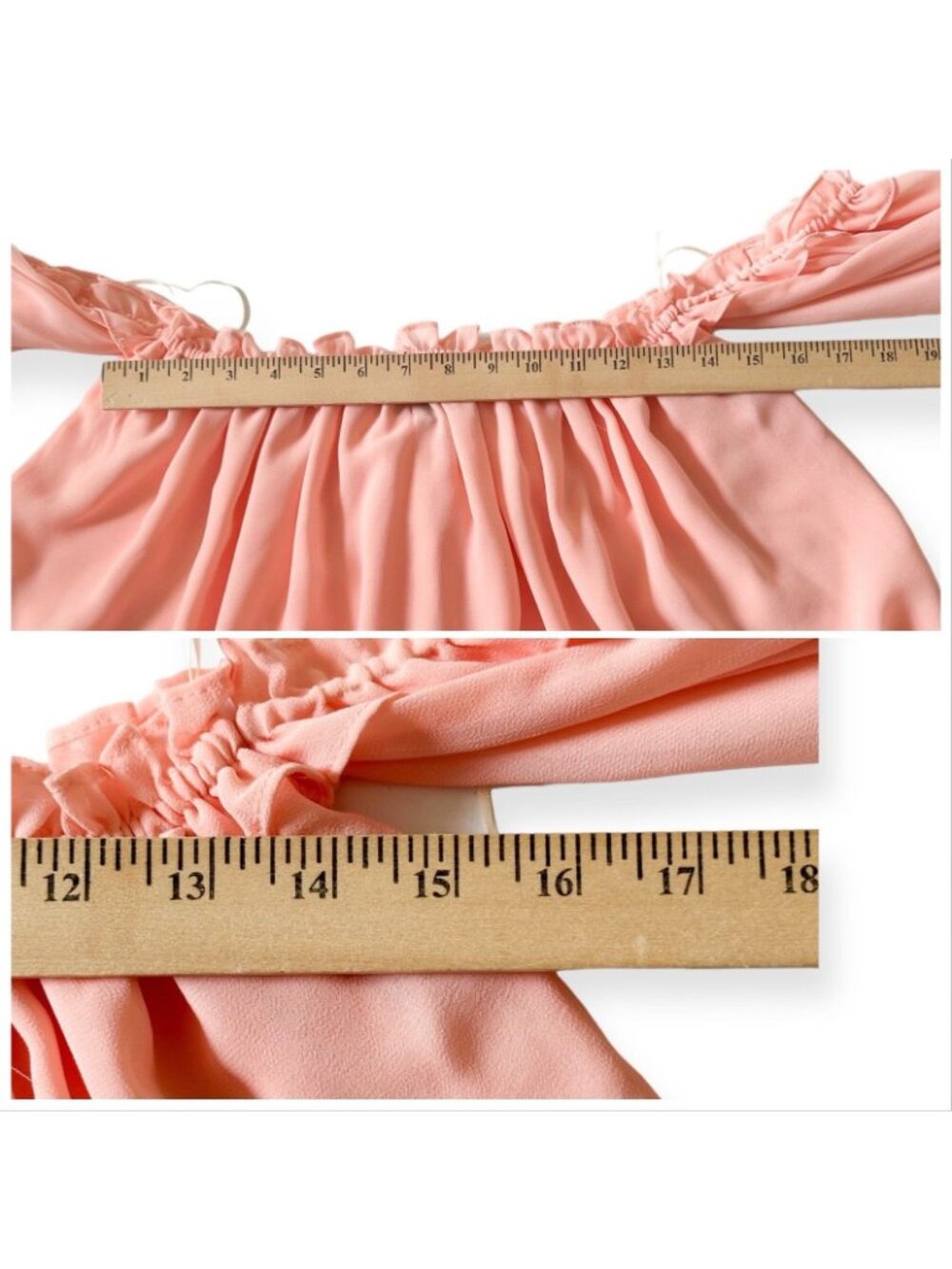 New with Tag MISA Pink Chiffon Lively Off the Shoulder Blouse, Size S - Picture 14 of 15
